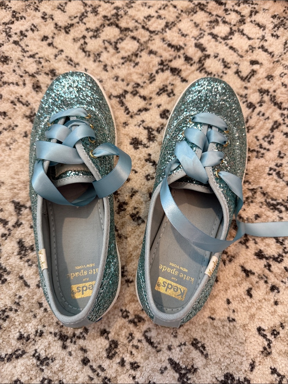 kate spade x Keds Glitter Ribbon Lace Sneakers - Aqua
